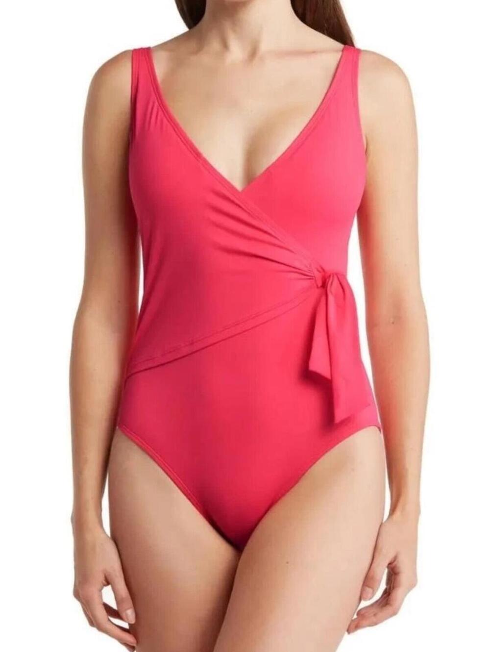 NWOT Tommy Bahama Wrap-Style One-Piece Swimsuit in Bright Coral Pink Swim - Picture 3 of 6